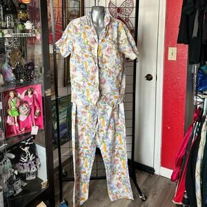 easy essentials butterfly multicolored pajama set